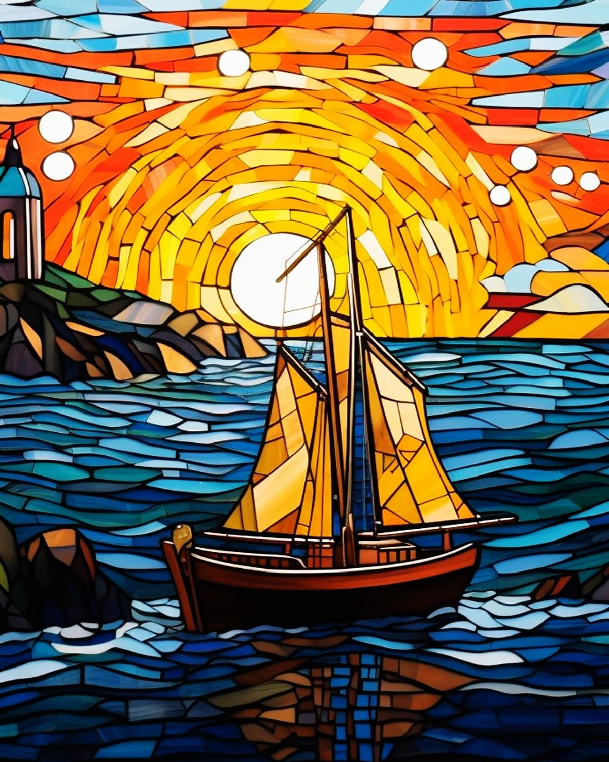 LIUBAISHI Paint by Numbers for Adults – 16"x20" | Oil Painting Kit for Bedroom Wall Art, Stress Relief Hobby, Complete Set with Paints and 3 Brushes-Sunset and Sails (2)