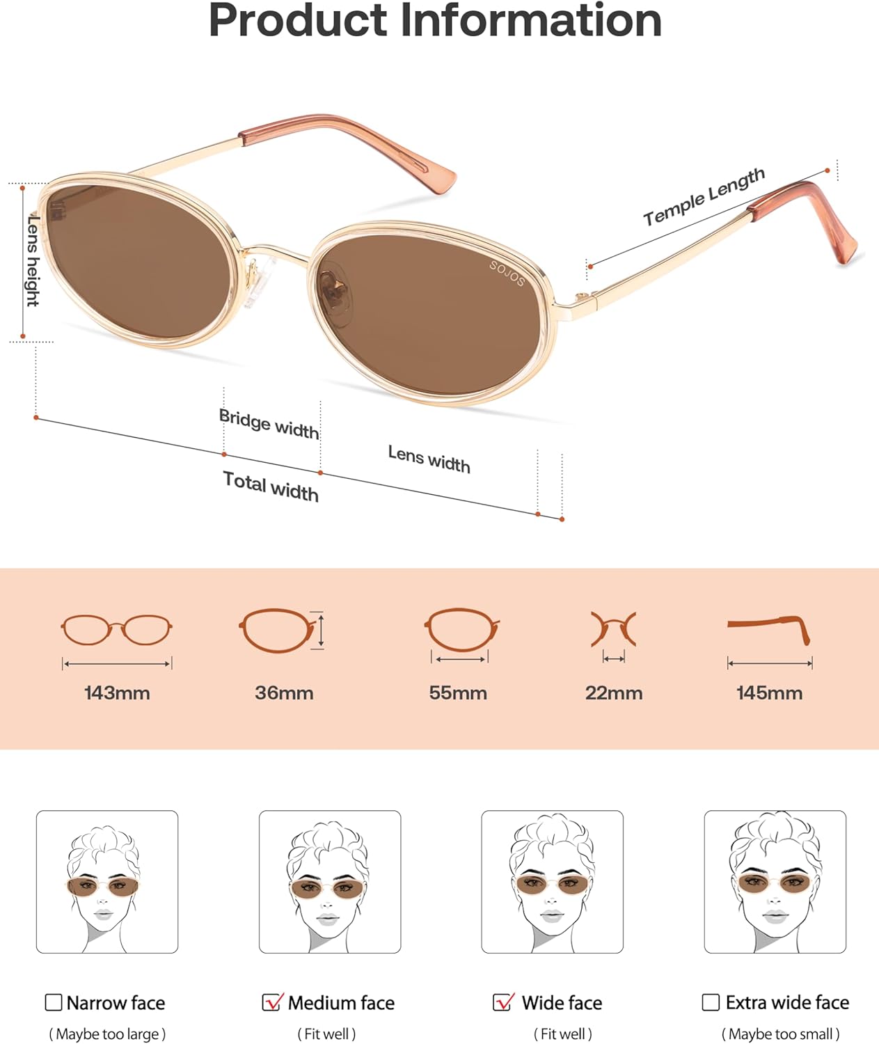 SOJOS Trendy Oval Polarized Sunglasses for Women Men, 80s 90s Chic Retro Vintage Sunnies SJ1248 - Image 4