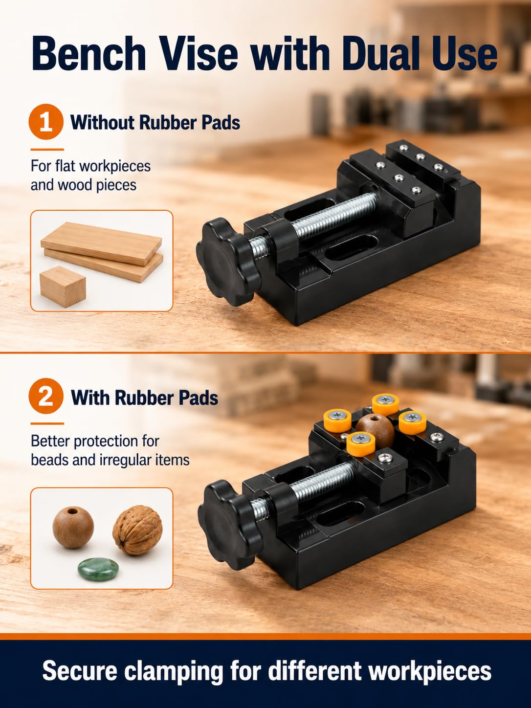 VOBOR Standbohrmaschine, 200W Miniatur Tischbohrmaschine 7 Gang Einstellbare Geschwindigkeit, Bohrhub 50mm, Mini Ständerbohrmaschine für Metall Holz Acryl