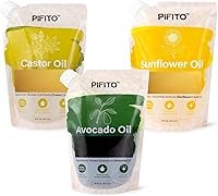 Vista 1 de Pifito Muestra de aceites para hacer jabón, aceite de ricino, aceite de aguacate, aceite de girasol (16 onzas cada uno) │ Aceite portador 100% puro
