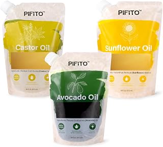 Pifito Soap Making Oils Sampler - Castor Oil, Avocado Oil, Sunflower Oil (16 oz Each) │ Premium 100% Pure and Natural Carrier Oil for Essential Oils, Skin Care, Hair and Body Oil