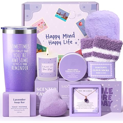 Gift Baskets for Women, 9pcs Unique Happy Birthday Gifts for Women, Best Mothers Day Christmas Gifts Get Well Soon Basket Appreciation Ideas Box w/Tumbler Her Mom Sister Friend Friendship Teacher
