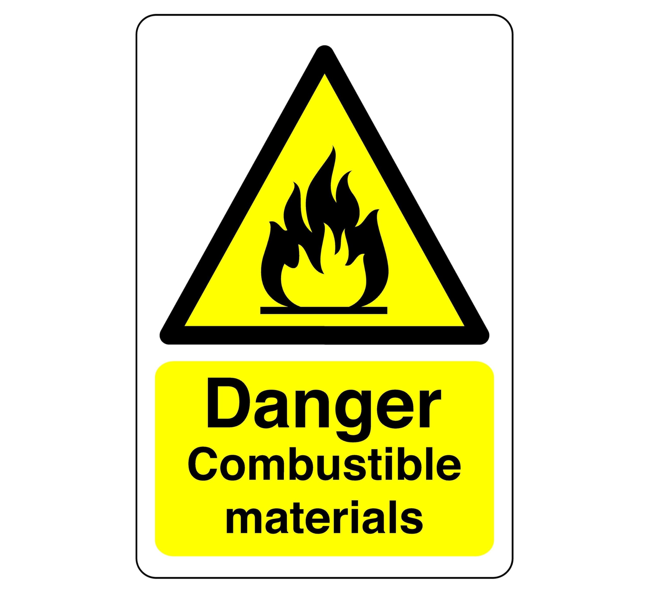 Safety First Display Ltd Red/Black Danger Combustible Materials Sign - High Tack Self-Adhesive Sticker (300Mm X 200Mm) Viewing Distance Within 7M.