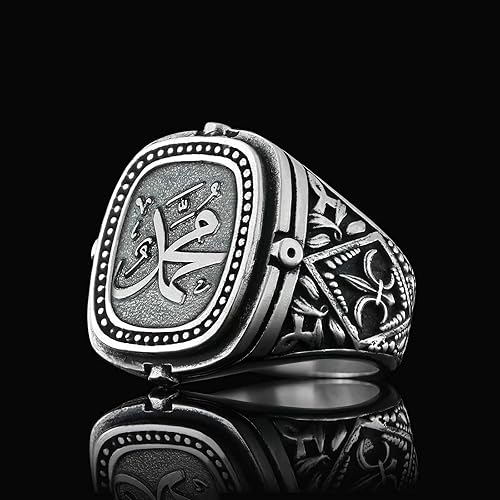 Miniatura 4 de Islamic Mohammed Ring, Islamic Signet Ring for Men, Bismillah Ring, Silver Islamic Ring, Gold Coated Islamic Jewelry, Islamic Gift for Man,