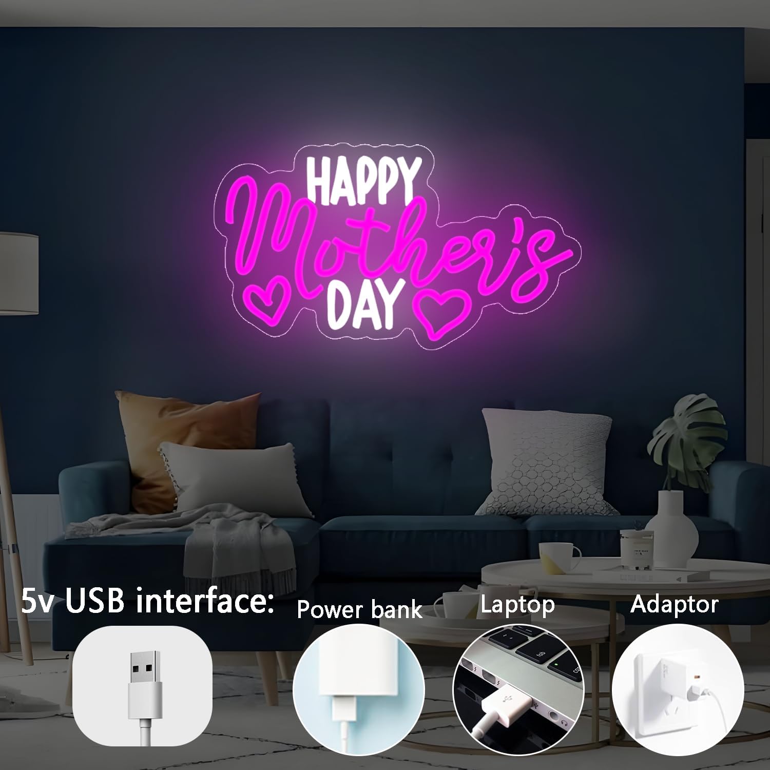 Mother Day Neon Sign Dimmable Mother's Day Neon Sign for Wall Decor Happy Mother's Day Sign Light Up Sign for Party Living Room Bedroom Home Decor
