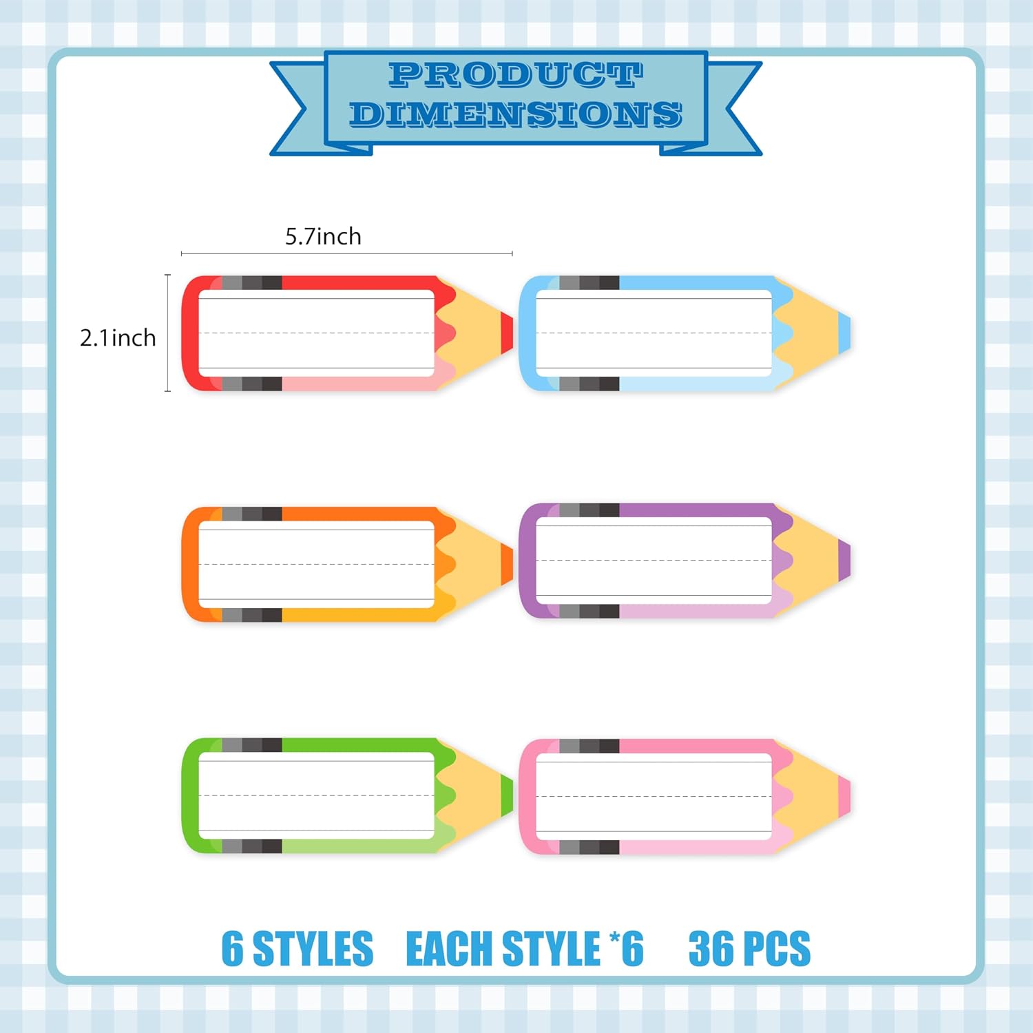 Classroom Magnetic Name Tags - 36Pcs Dry Erase Magnetic Labels for White Board Desks Lockers Reusable Rainbow Pencils Name Plate