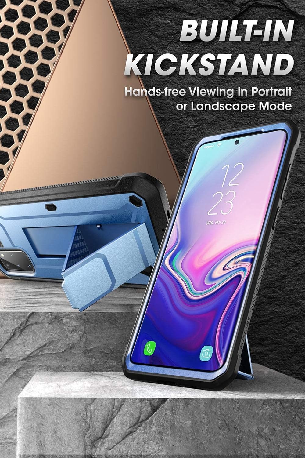 SUPCASE for Samsung Galaxy S20 Plus 5G Case with Satnd (Unicorn Beetle Pro), [Built-in Belt Clip] Heavy Duty Shockproof Protective Phone Case Without Screen Protector for Galaxy S20 Plus, Blue