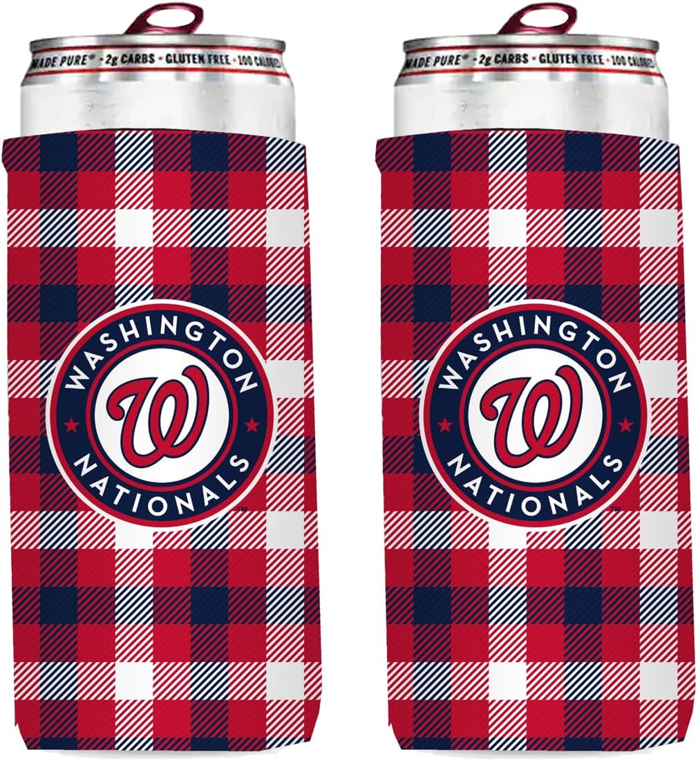 MLB Baseball Team Logo Ultra Slim 12oz Beer Can Cooler Holder Sleeve 2-Pack (Chicago - Stripe (Cubs))