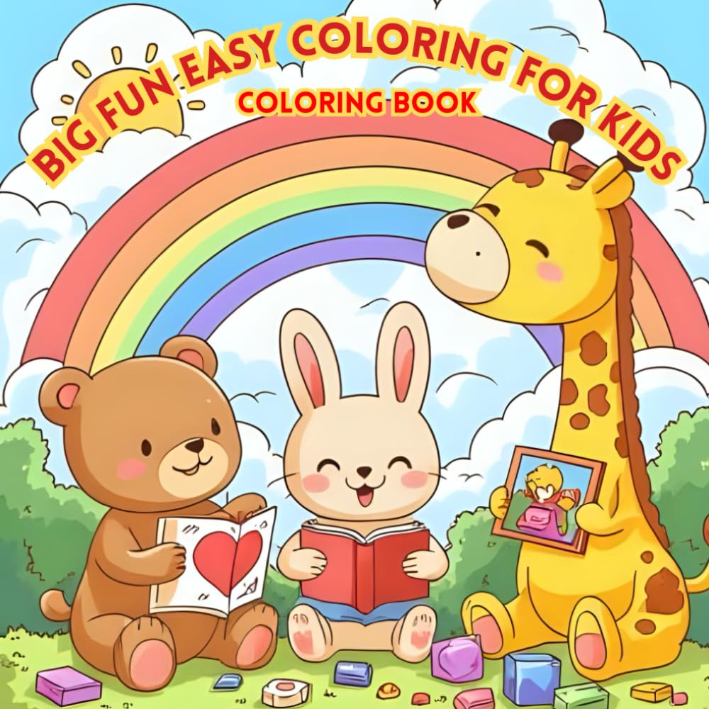 Big Fun Easy Coloring Book for Kids | Cute Animals, Superheroes, Birds & Learning Adventures | Simple, Funny, and Educational Coloring Pages for ... brave superheroes, cheerful birds, and fun