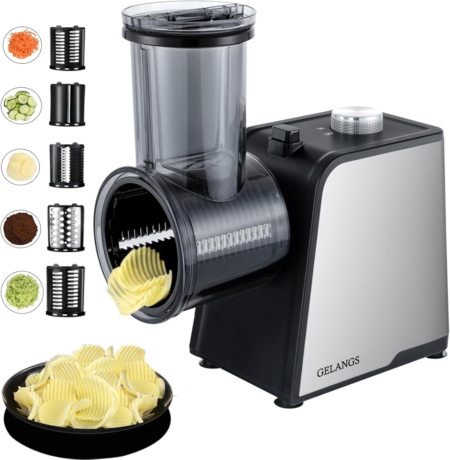 Electric Vegetable Slicer & Meat Grinder Kit Bundle - 2-in-1 Multi-Function Kitchen Appliance for Chopping Vegetables, Cheese,& Grinding Meat | Easy Attach Accessories for Space-Saving Efficie