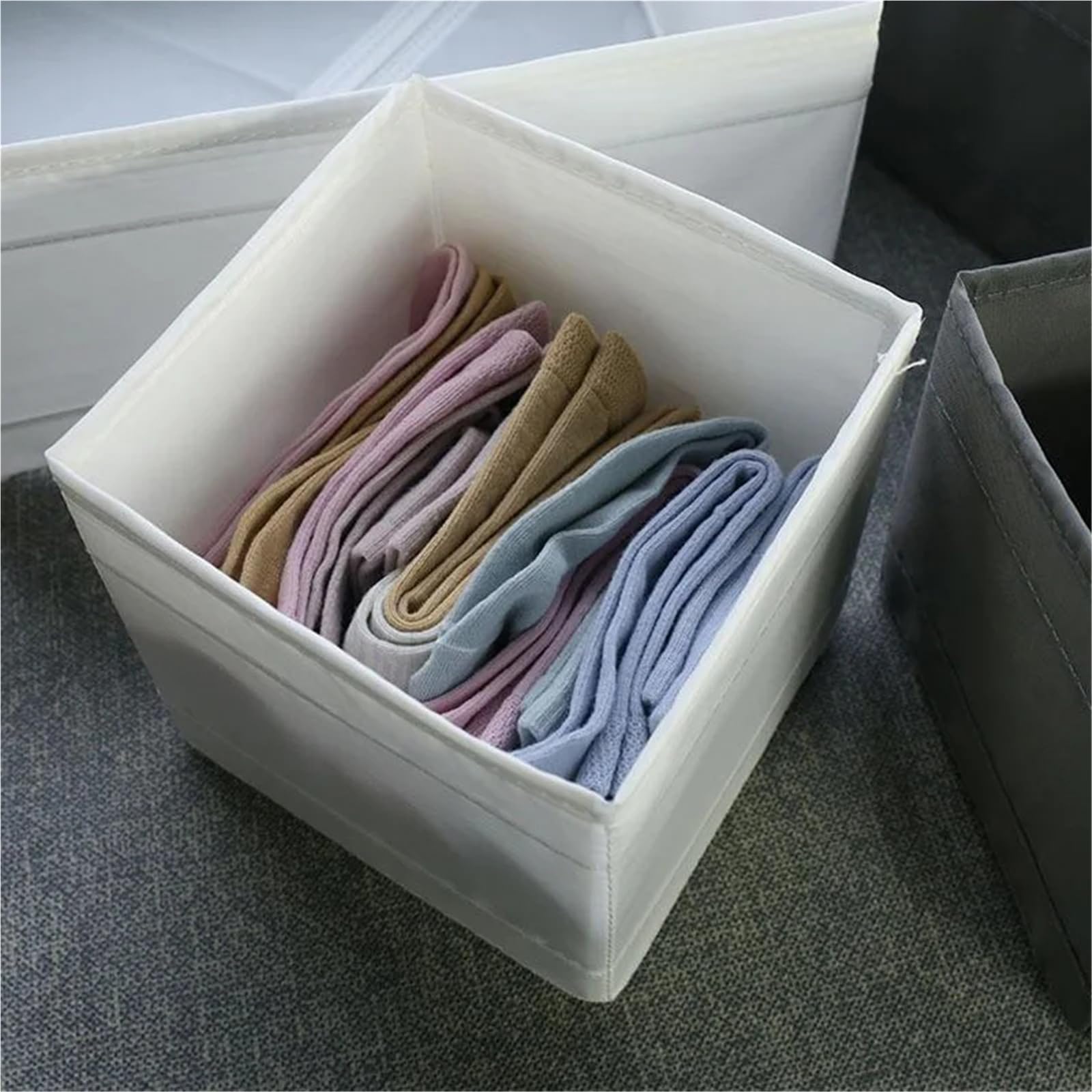 Organizador Armario Compartimento organizador de ropa, caja almacenamiento plegable, for el hogar(6pcs set white)