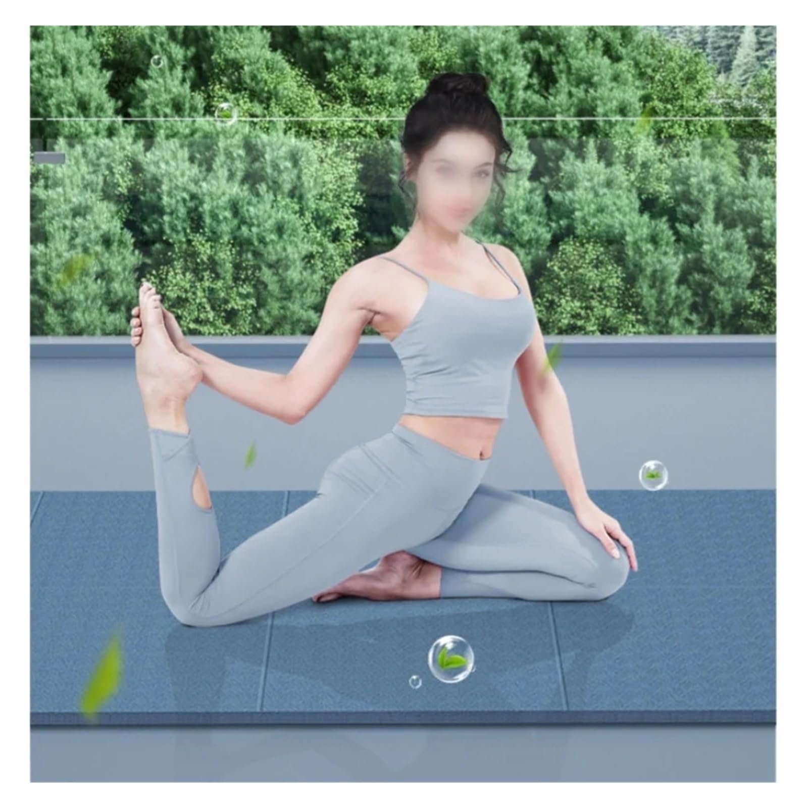 Faltbare Yogamatte, tragbare, verdickte Fitnessmatte für Sommerübungen | For Pilates und Bodenübungen. Doppelseitige rutschfeste Matte