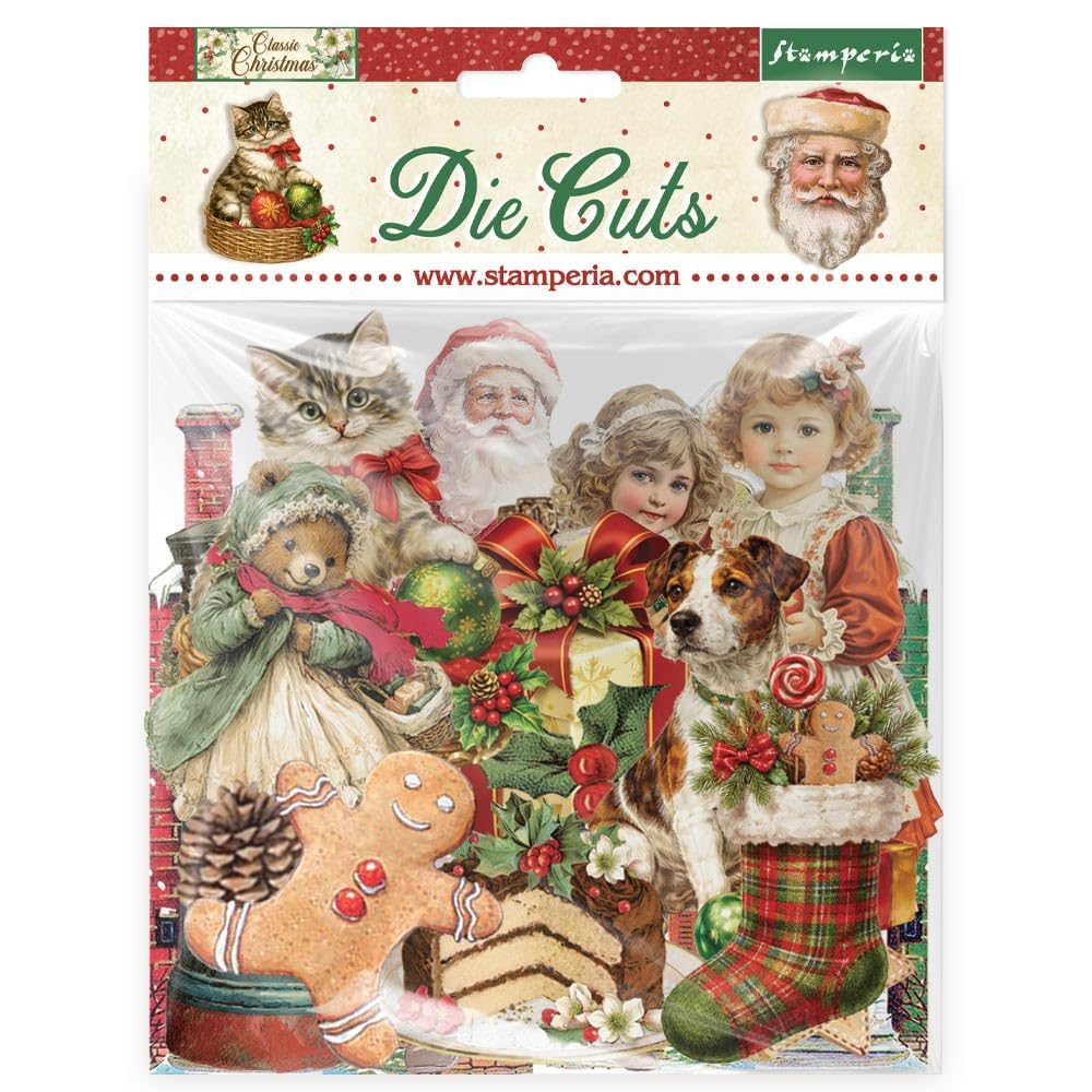 Stamperia - Art Journaling Selection with Junk Journal, Ephemera, Die Cuts and Stencil. Tutorial Linked with QR Code. Perfect Set for Card Making, Journaling and Crafts (Classic Christmas)