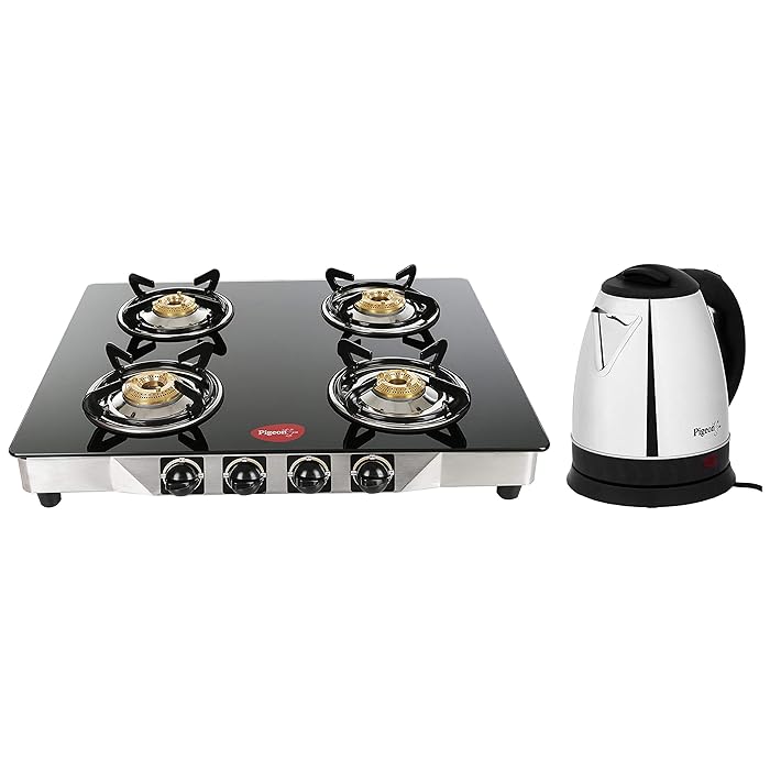 Buy Pigeon by Stovekraft Blaze Blackline Glass 4 Burner Gas Cooktop