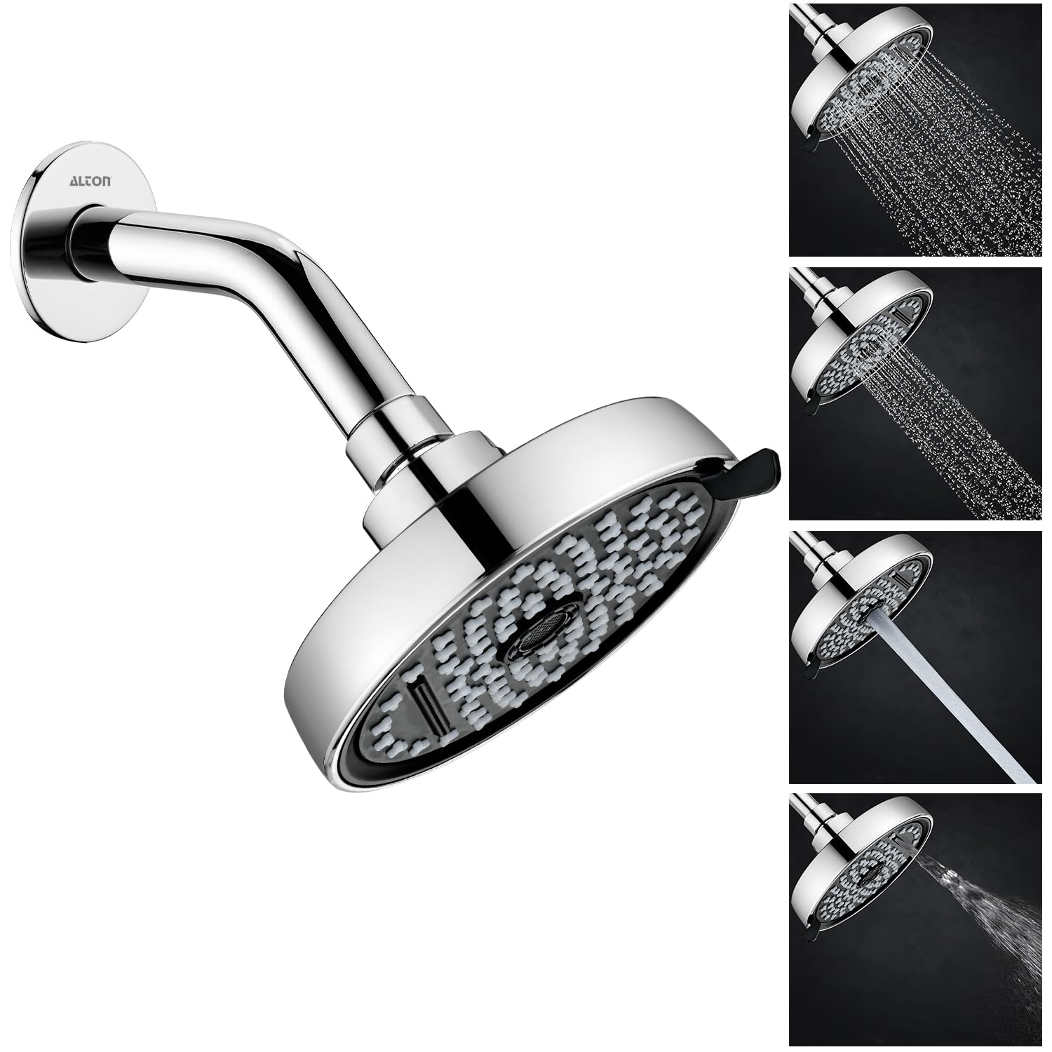 ALTON, SHR22345, ABS, 5-INCH, 4-Function Overhead Shower With 9-INCH Shower Arm and Wall Flange, Silver (B0CV7FQM74) Amazon Price History, Amazon Price Tracker