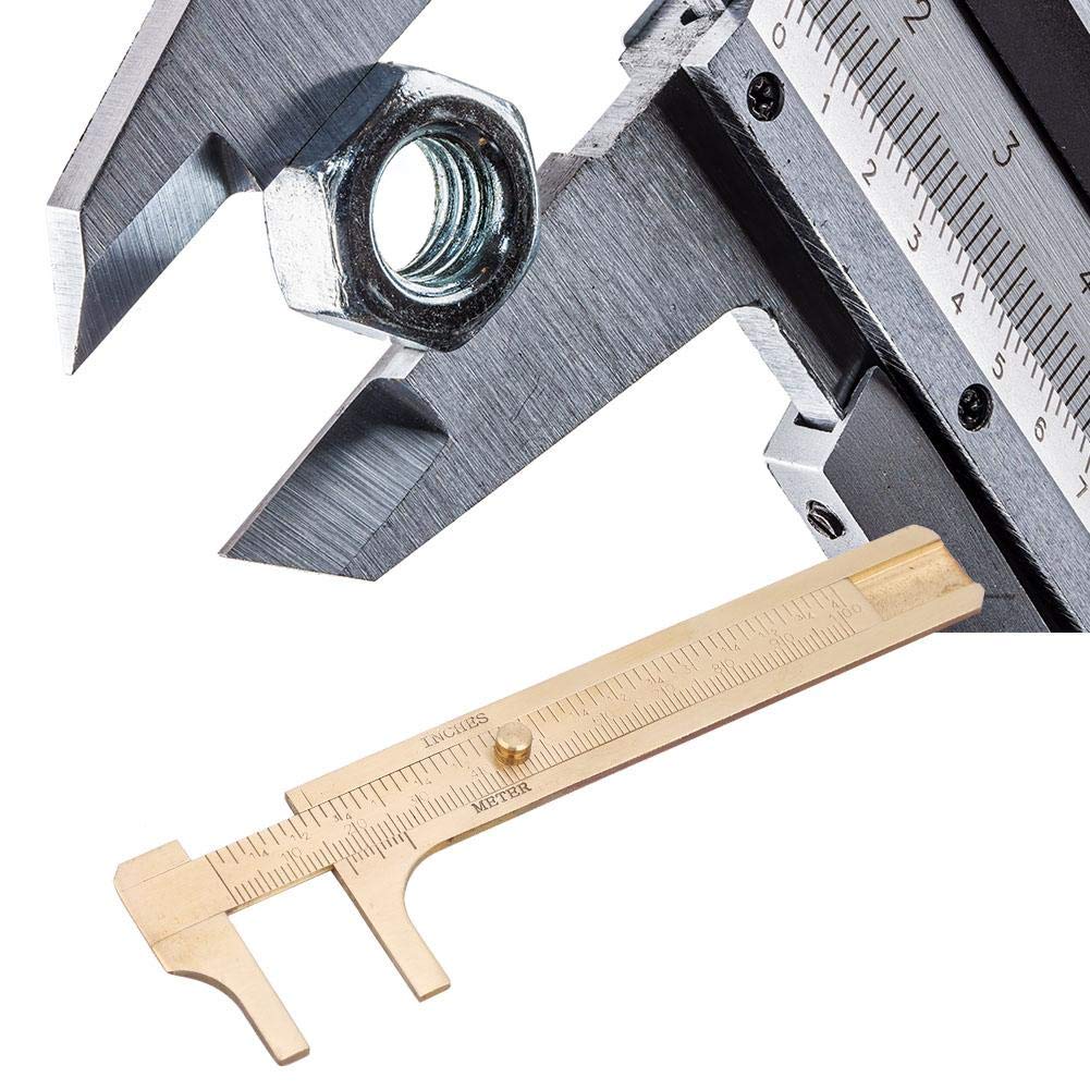 Brass Vernier Caliper, 0-100mm Portable Double Scale Vernier Caliper Jewelry Measuring Ruler Measurement Tool for Coins, Jewelry, Bodhi, Olives, Jade