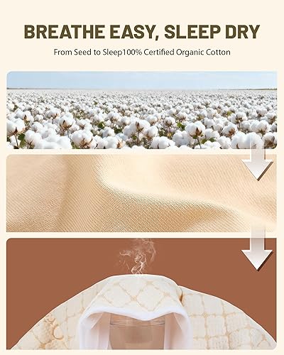 Miniatura 2 de Protector de colchón de algodón orgánico, 100% impermeable, protector de colchón de tela de aire 3D silencioso, protector de colchón transpirable,