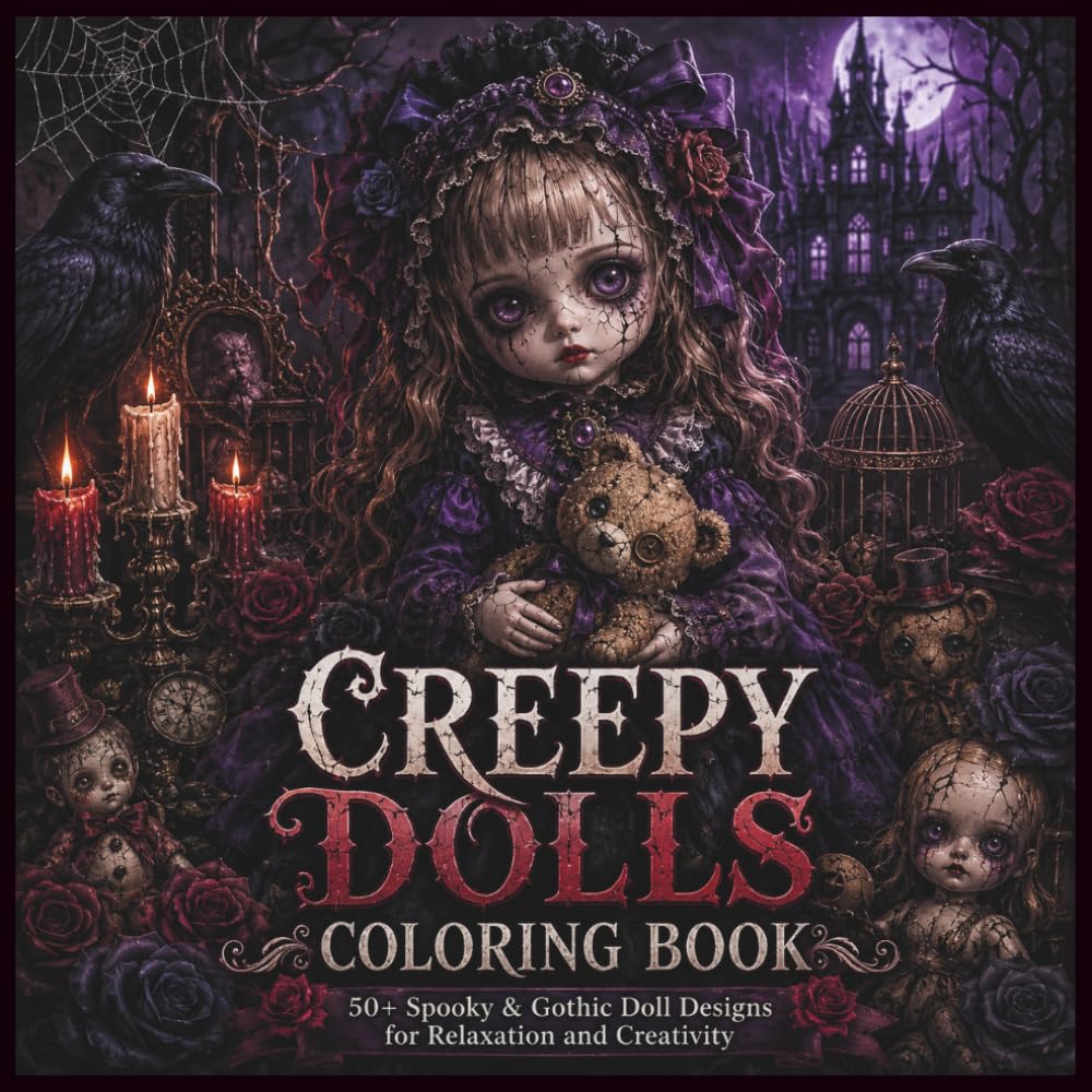 Creepy Dolls Coloring Book for Adults: 100+ Spooky, Gothic & Haunted Doll Designs for Stress Relief and Relaxation