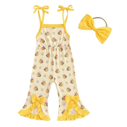 ZAXARRA Macacão floral para meninas e meninas com fundo de sino