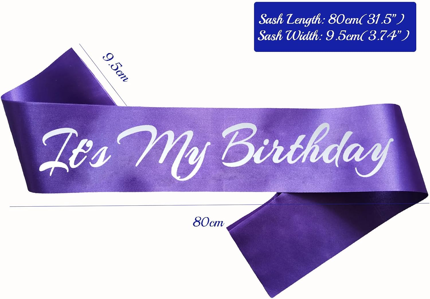 It's My Birthday Sash, Silver Foil Letter Purple Birthday Sash for Women Bday Party Supplies, Gifts for Bday Party Favors