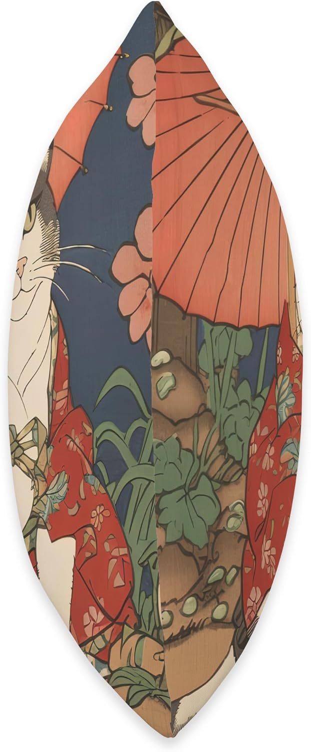 Japanese Retro Geisha Cat Neko Vintage Art Ukiyo-e Throw Pillow