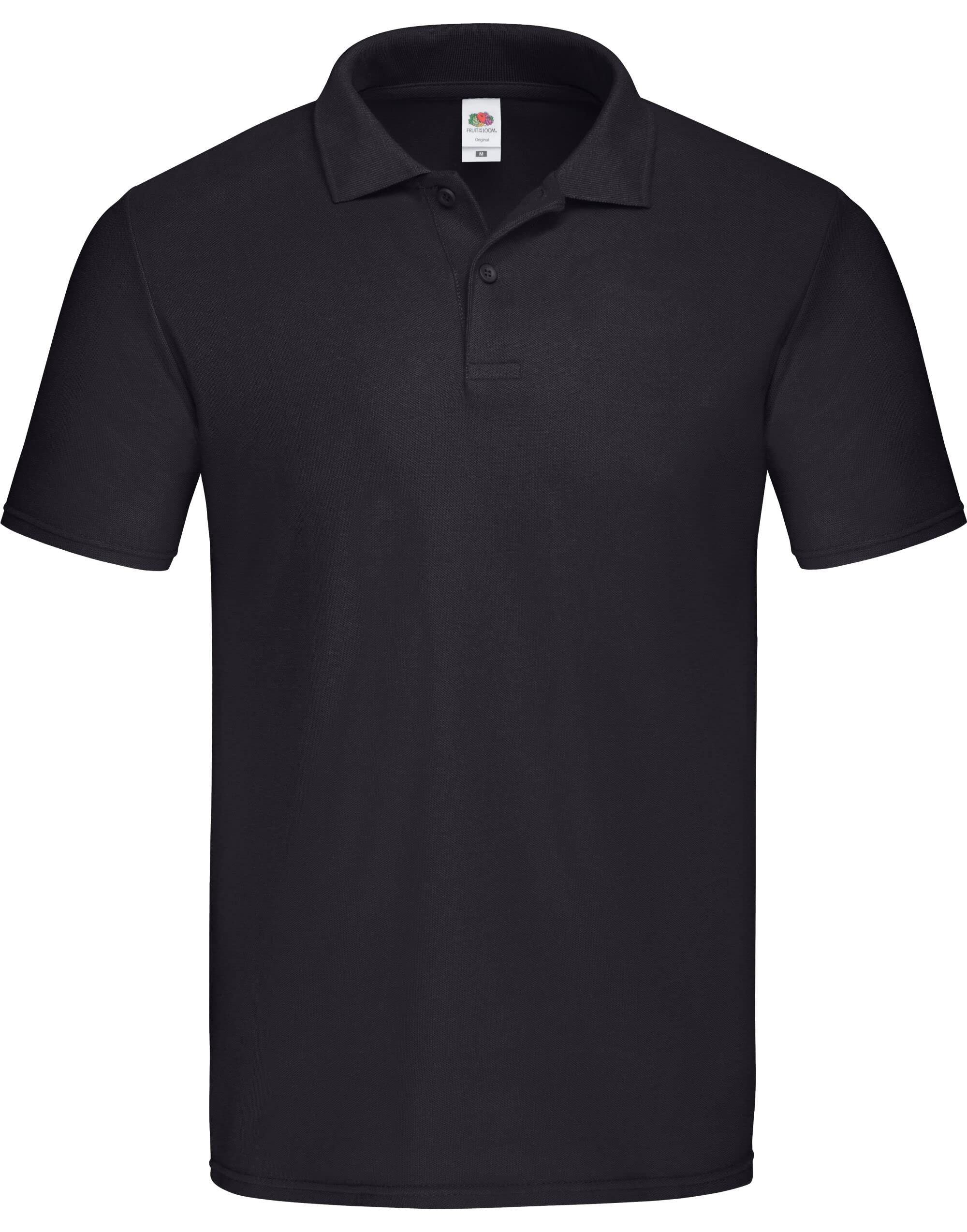 Fruit Of The Loom Men's Black Fuit Of The Loom 63050 Original Polo Shirt - M