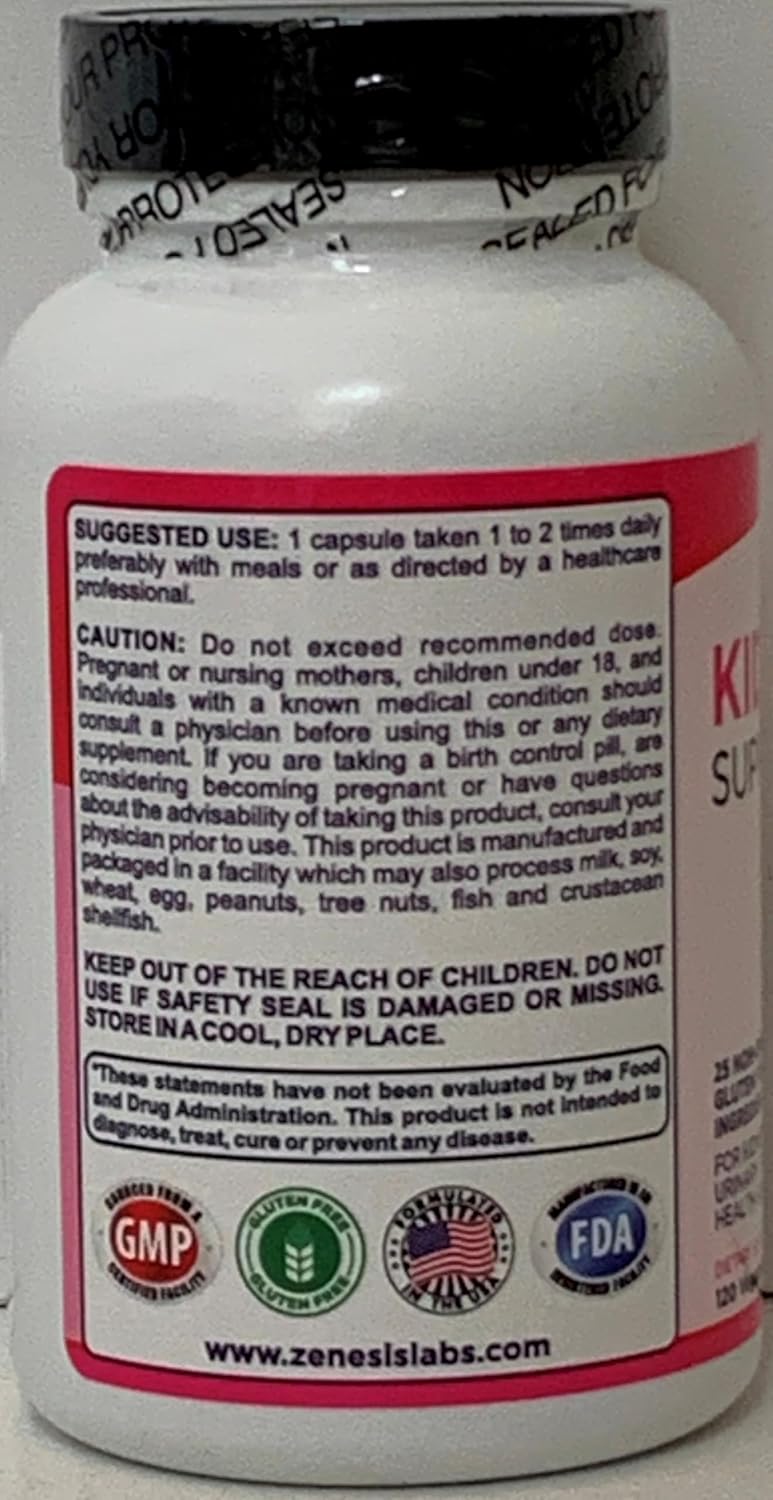 Zenesis Labs Kidney Cleanse Detox Flush & Repair Urinary Tract Support - Gluten Free - Natural Cranberry Extract Herbal Supplement Blend (120 Capsules/Bottle) 60 Day Supply - Image 2