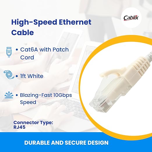 Cable Ethernet Cablix Cat 6 UTP 1 ft Blanco miniatura 2