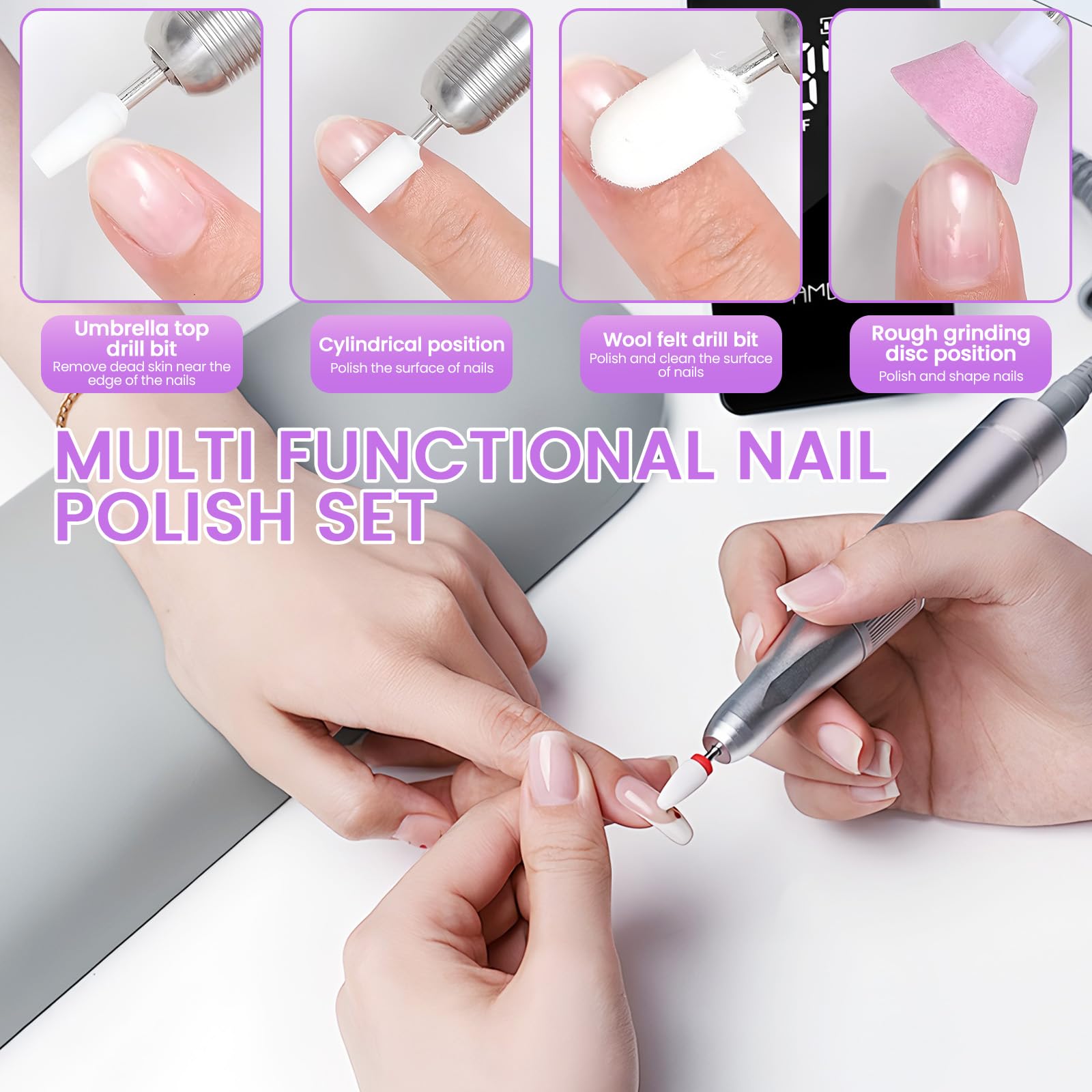 mohito 21 pezzo Punte Fresa Unghie,3/32 Inch Nail Drill Bits for Acrylic Nails,Punte Fresa Unghie Professionale,Per punte per unghie da 3/32 pollici Unghie in gel Manicure e pedicure in gel acrilico