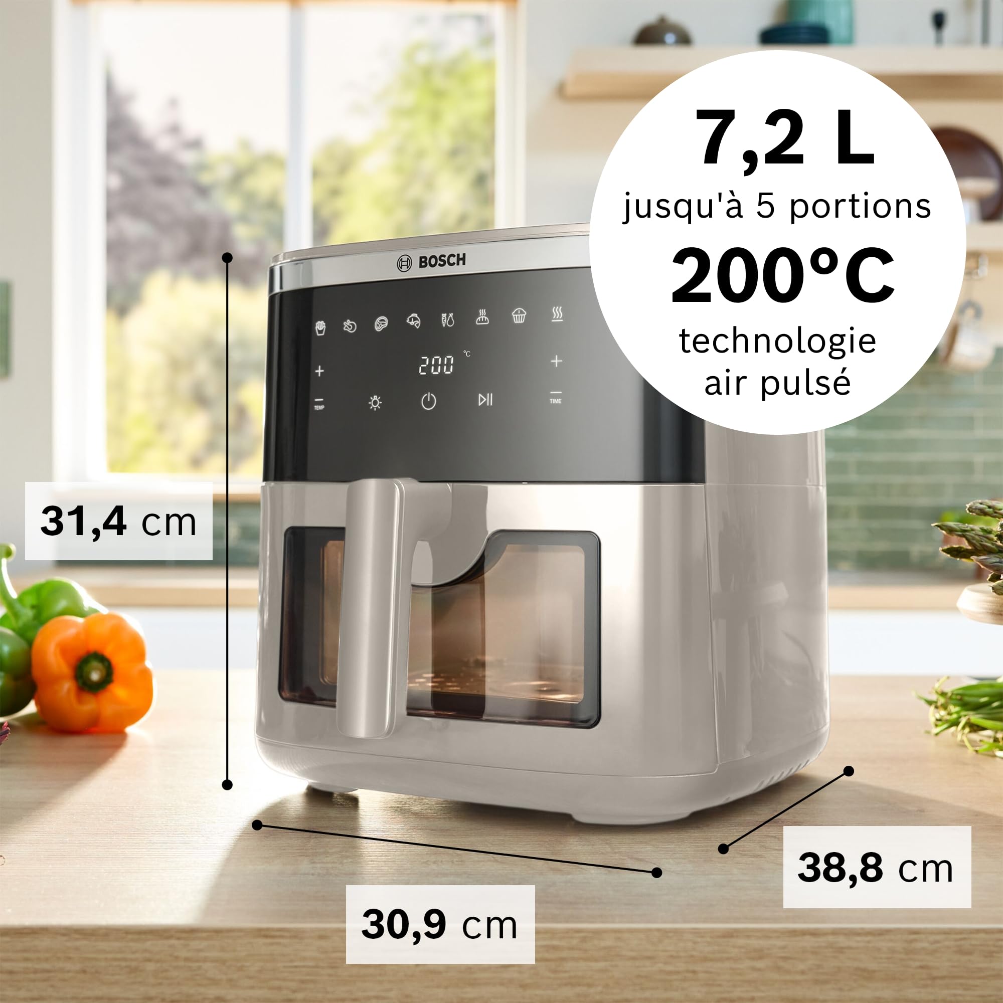 Bosch MAF671C0 Série 6 - Friteuse sans huile XXL, Capacité 7.2 litres