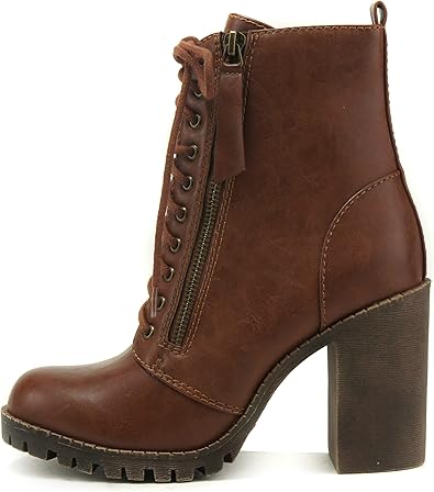 brown combat heel boots