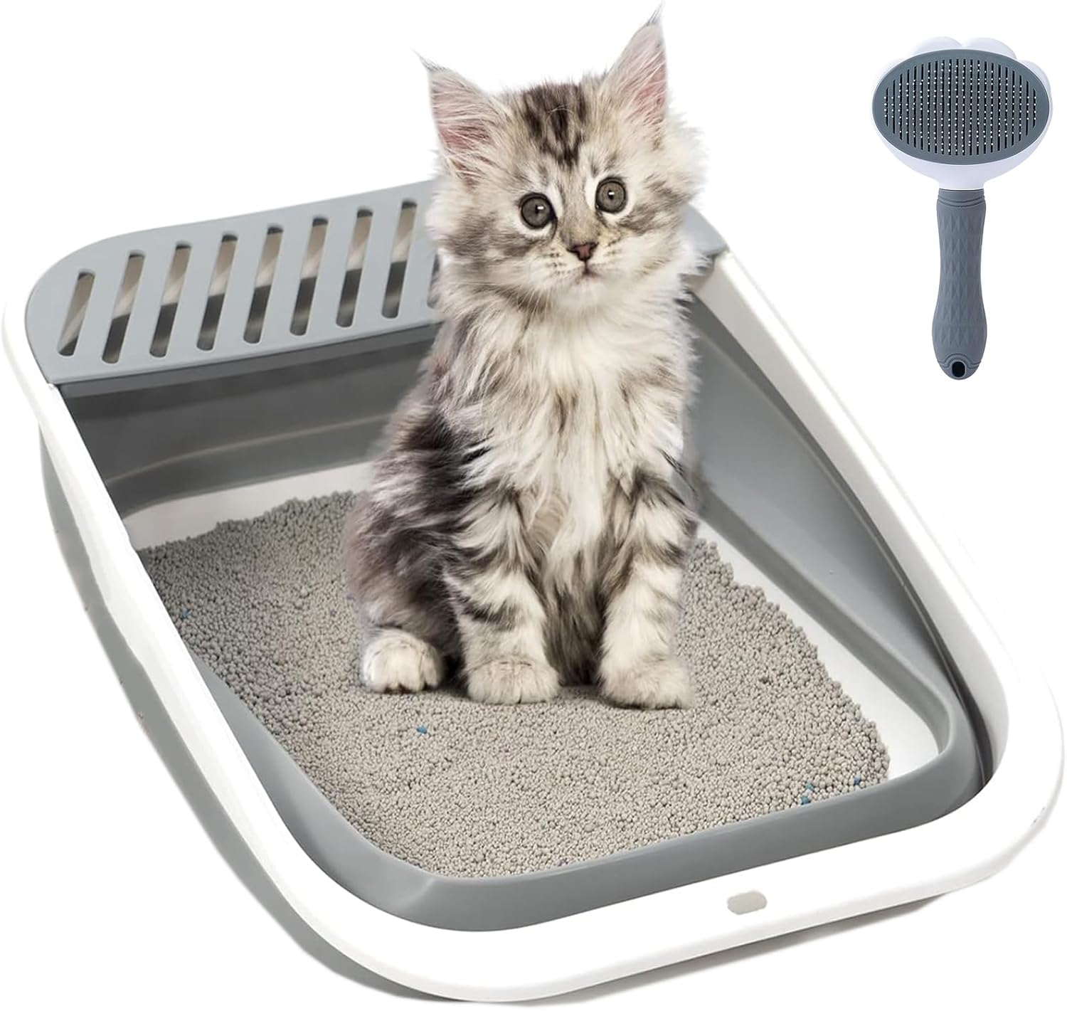 PMFRUG Open Cat Litter Box,Large Kitten Potty Pan SemiEnclosed Foldable Travel Odorless Cat