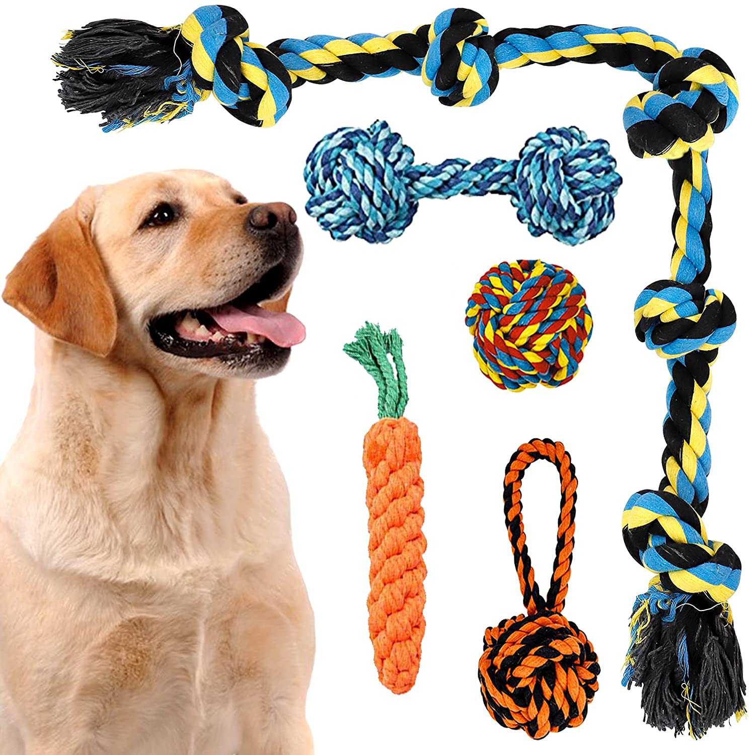 BLACKDOG Chew Toys for Dog Rope Toys Dog Toys Puppy Toys for Small to Medium Dog Toys for Aggressive Chewers Tough Dog with Heavy Interactive Toys Pack of 5 (Color May Vary) (B09F6VWT72) Amazon Price History, Amazon Price Tracker