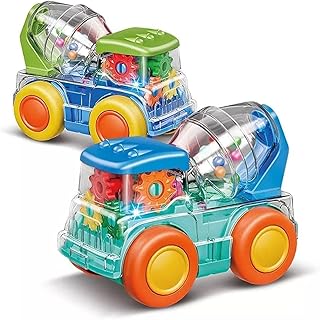 لعبة شاحنة خلط الخرسانة ثلاثية الأبعاد من البلاستيك مع دوران 360 درجة، لعبة شاحنة خلط الخرسانة للاولاد والبنات من ايه دبليو اني وورلد