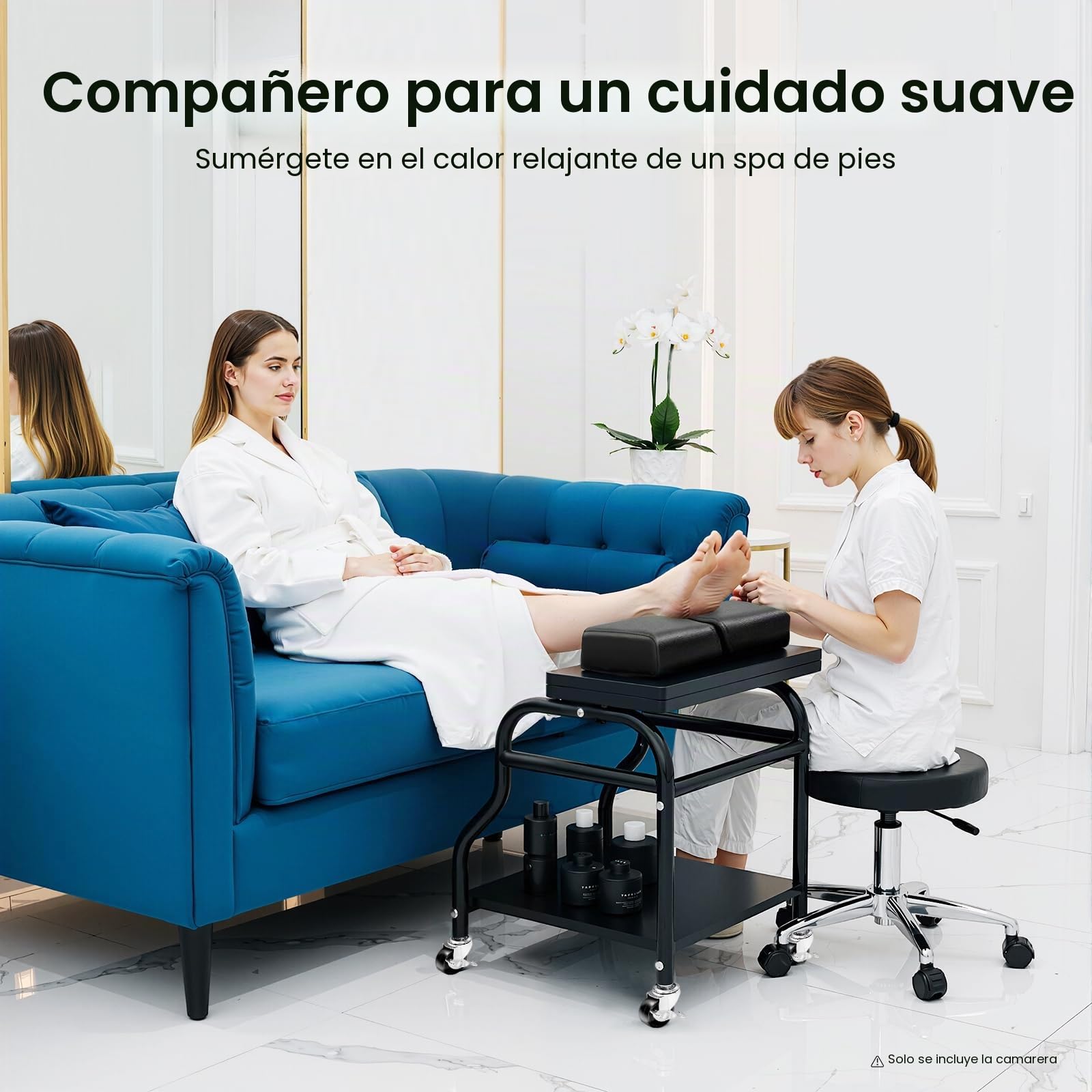 Reposapiés Pedicura, Manicura Funiture Trolley con ruedas, Taburete de baño portátil para pies Trolley, Reposapié para el cuidado de las uñas, Reposapiés, Soporte ideal para salón de belleza