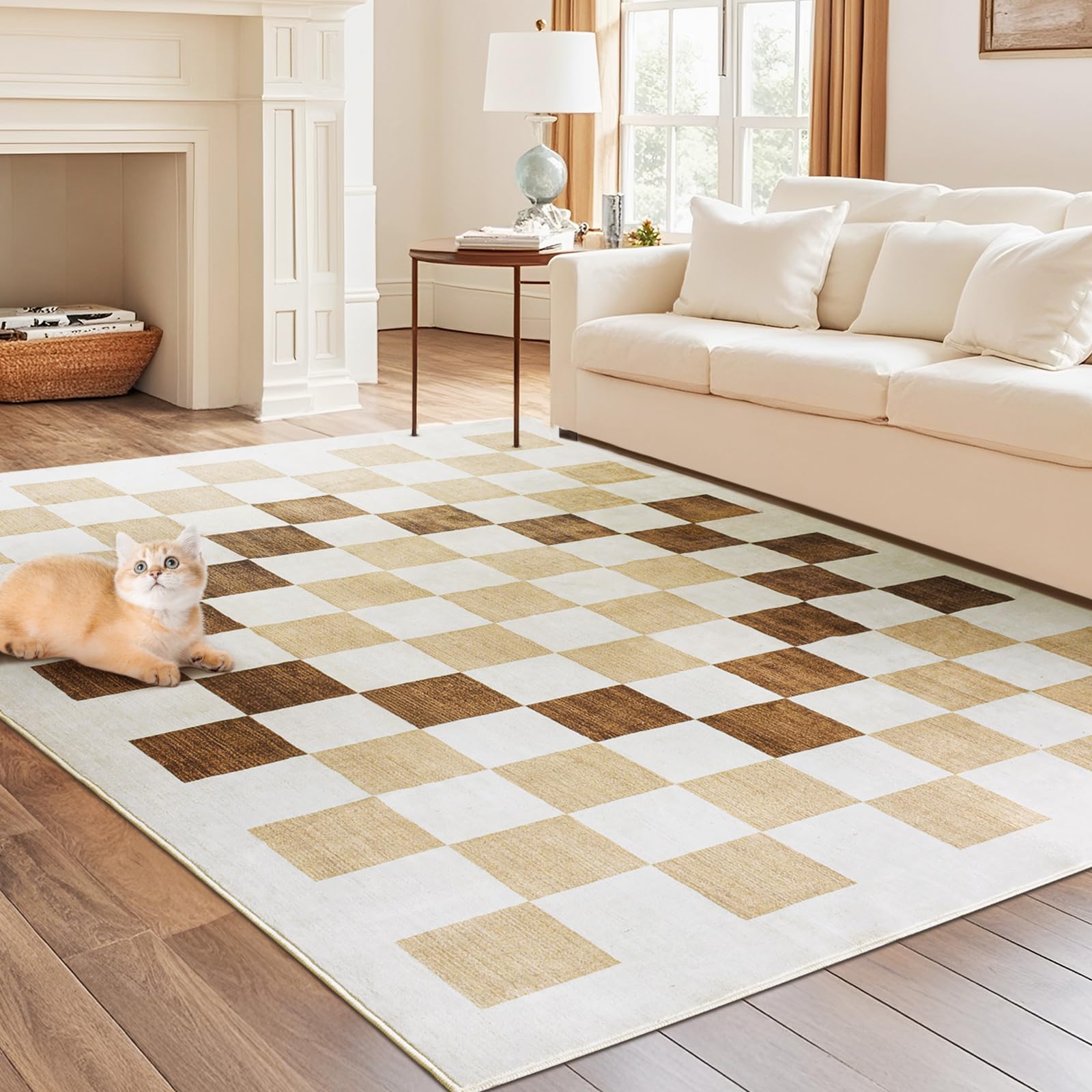 iHeroo Alfombra Antideslizante para Sala de Estar 120x170cm, Alfombra Suave de Pelo Corto, Alfombra Lavable en Lavadora, Perfecta para el Hogar y Habitación