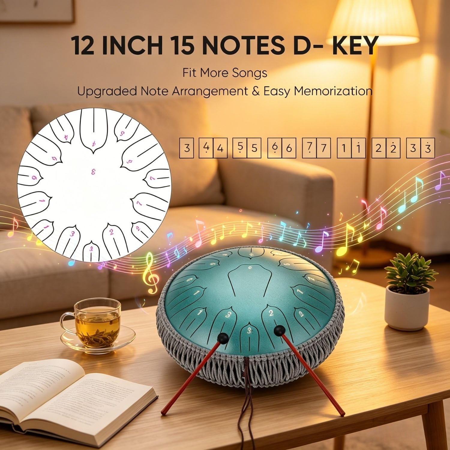 Amazon | Musfunny スリットドラム タングドラム 15音 12インチ