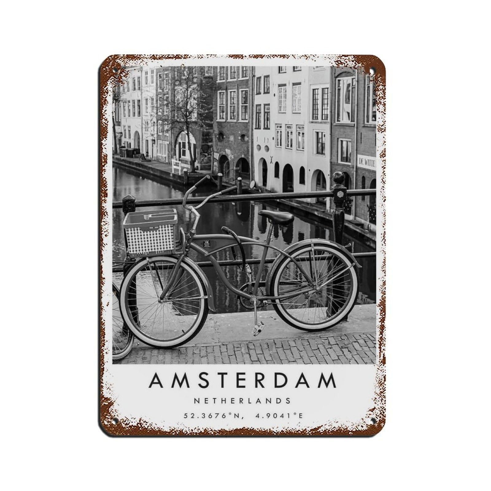 Amsterdam Travel, Netherlands Poster (6) Tin Sign Vintage Metal Pub Club Cafe Bar Home Wall Art Decoration Poster Retro 12x16inch(30x40cm)