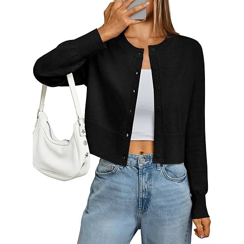 LILLUSORY Cropped Lightweight Cardigan Sweaters for Women Bolero Shrug Fall Clothes Fashion Outfits 2025