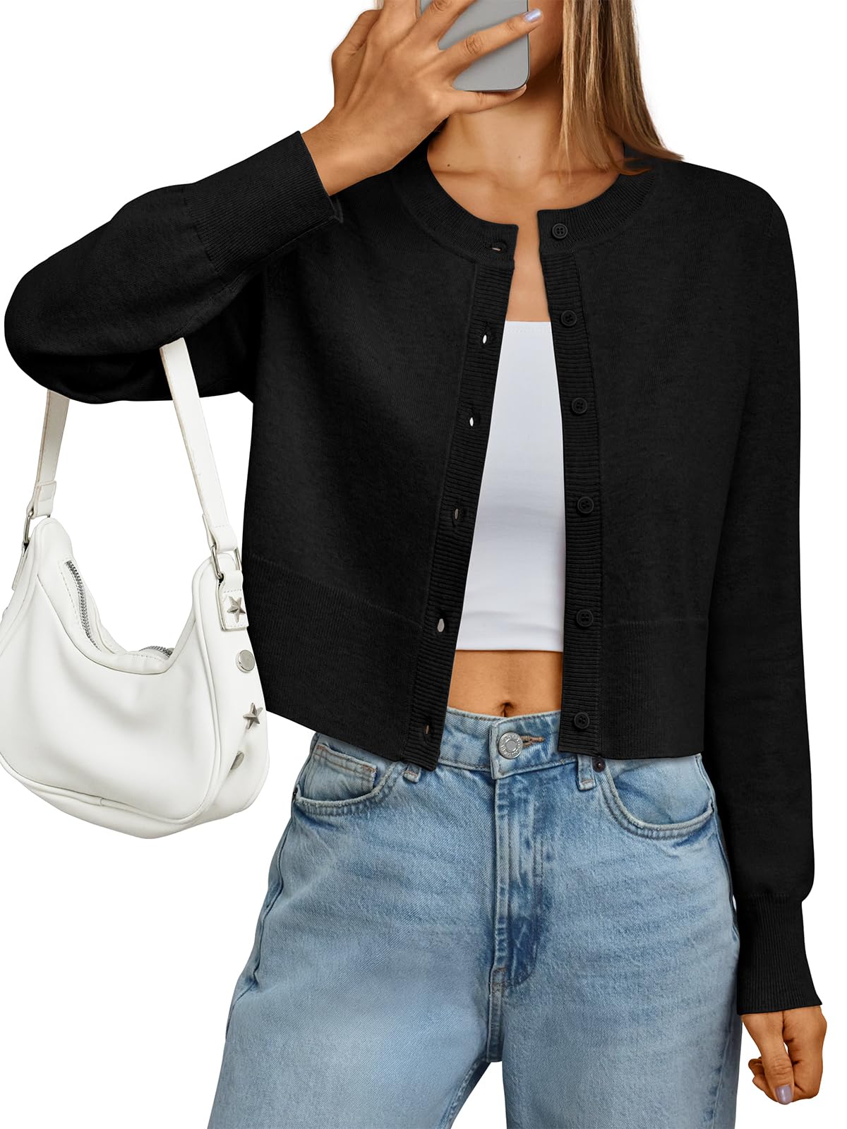 LILLUSORY Cropped Lightweight Cardigan Sweaters for Women Bolero Shrug Fall Clothes Fashion Outfits 2025