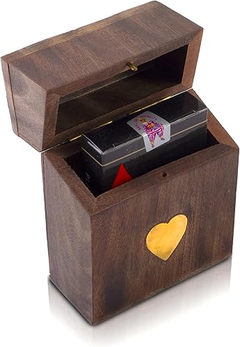 Ideas de regalo de cumpleaños, hecho a mano, soporte clásico de madera para cartas de juego, caja de almacenamiento, organizador con tarjetas de