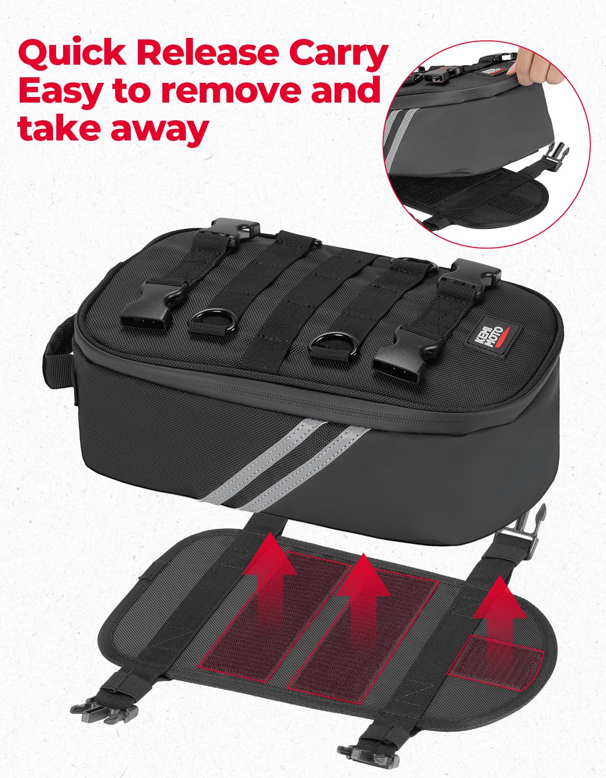 Amazon.com: KEMIMOTO Motorcycle Tail Bag with Tool Roll Bag Quick