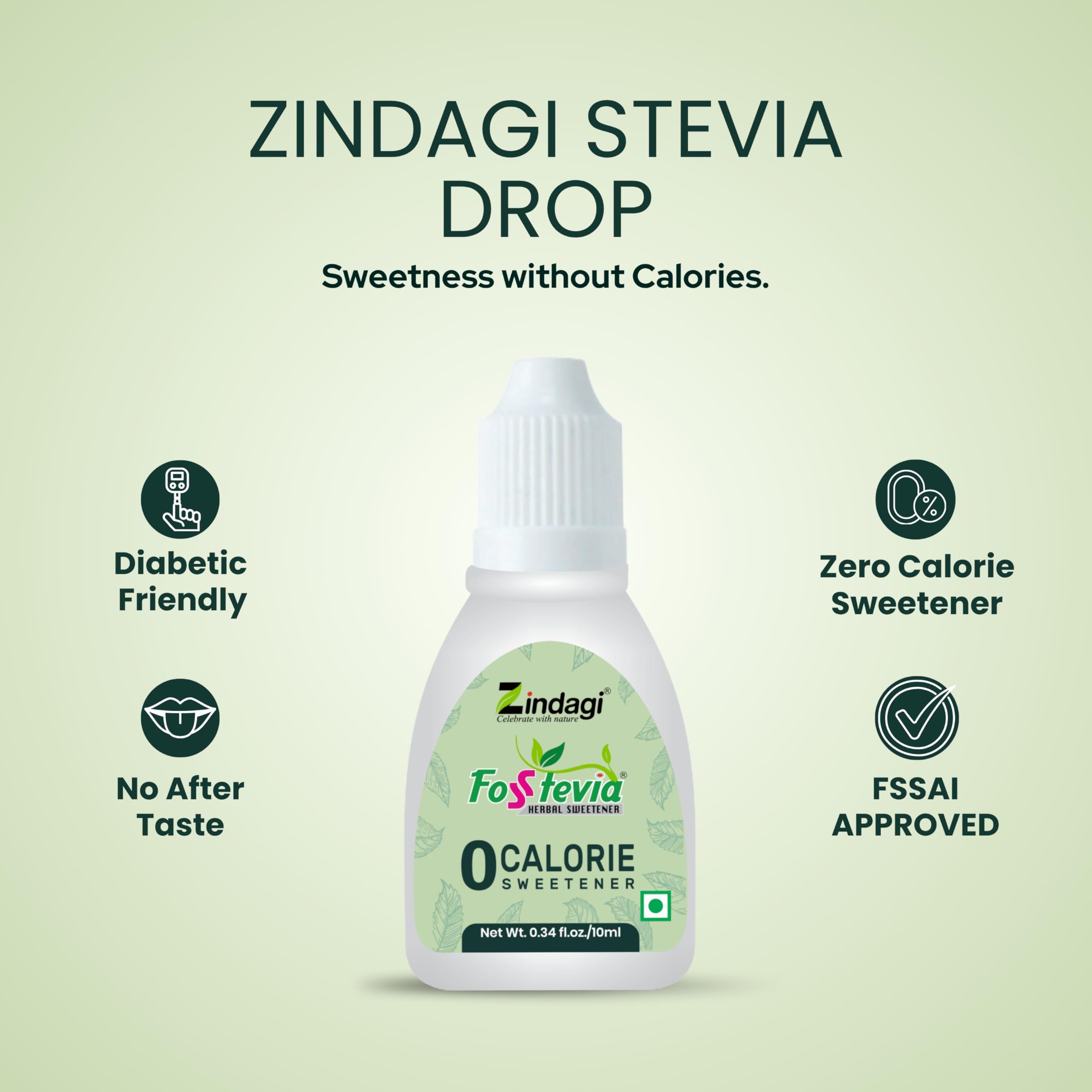 Zindagi Stevia Sugar Free Drops | Natural Stevia Sweetener | Zero Calorie Sugar | Pack Of 5 3