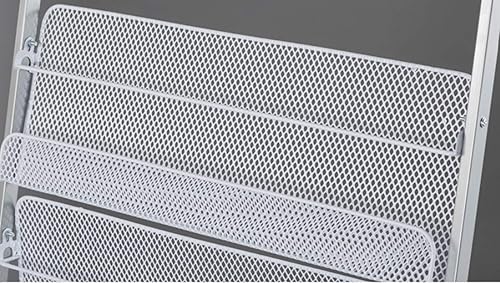 Miniatura 6 de GENMO Revistero de pie, acero de hierro al carbono, plata, 4 estantes grandes, instalación conveniente, adecuado para áreas de recepción