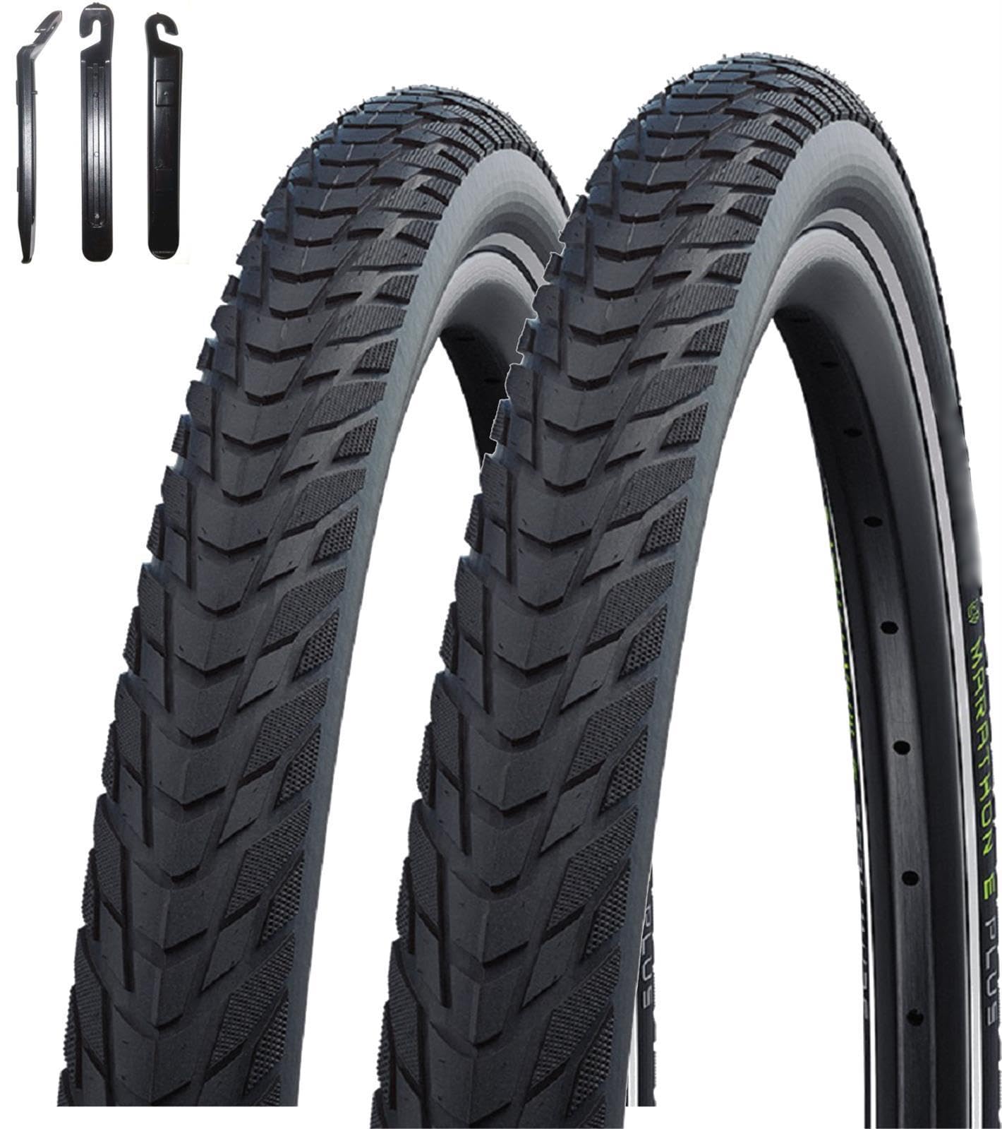 2 x Schwalbe Marathon E-Plus Smart D-Guard E-50 Schwarz-Reflex 50-584 inkl. Reifenheber