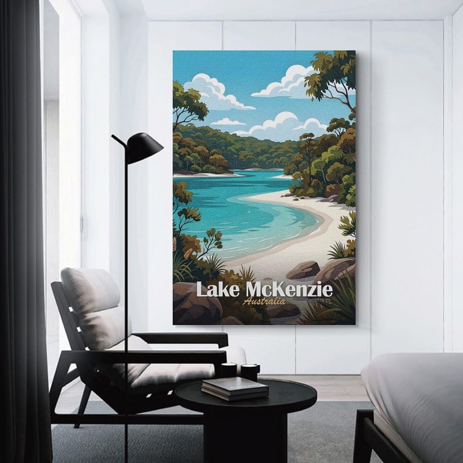Junmoney Unframe-Style-1-1 Lake Mckenzie, Australia Travel Room Decor Wall Art 16X24inch(40X60cm), For Bedroom, Guest Room Or Reading Nook, An Easy Wall Refresh For Bedrooms