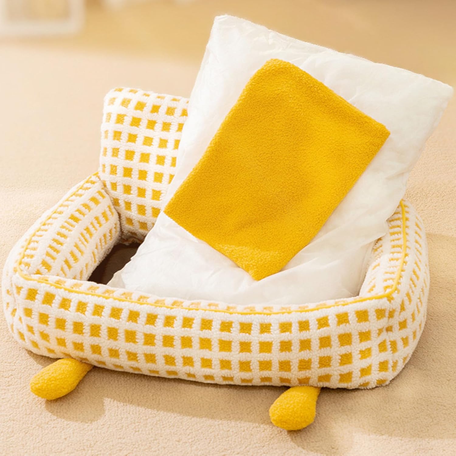 Pet Couch Bed, Cat Sofa Bed, Cute Cat Couch, Soft Cotton Keep Warm Pet Sleeping Bed Multifunctional Dog Bed Sofa for Indoors (S)