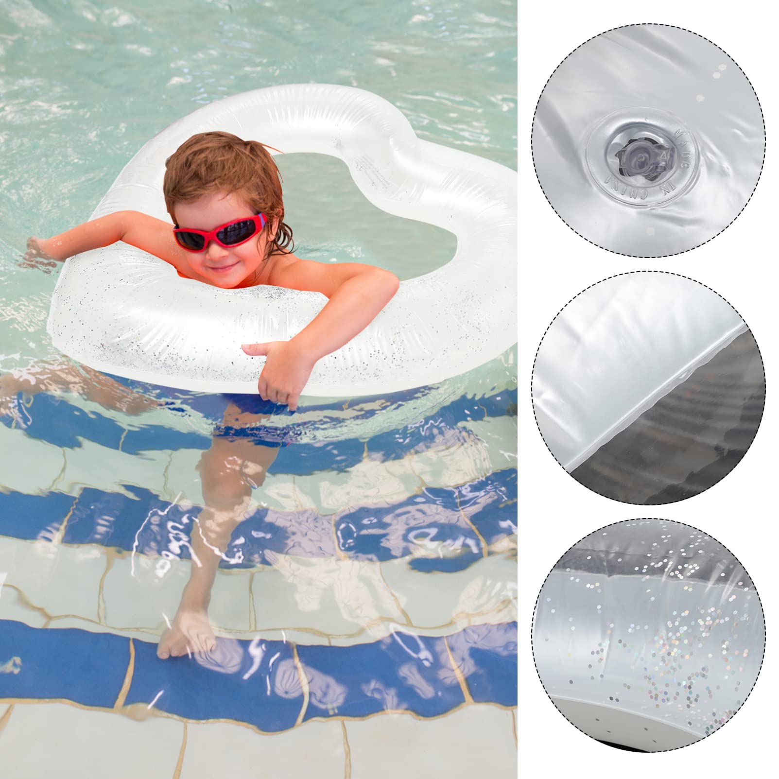Abaodam salvagente a forma di cuore toys for giocattolo pool party piscine per piscina zattera anello galleggiante a forma di cuore anello galleggiante da spiaggia pvc bianca