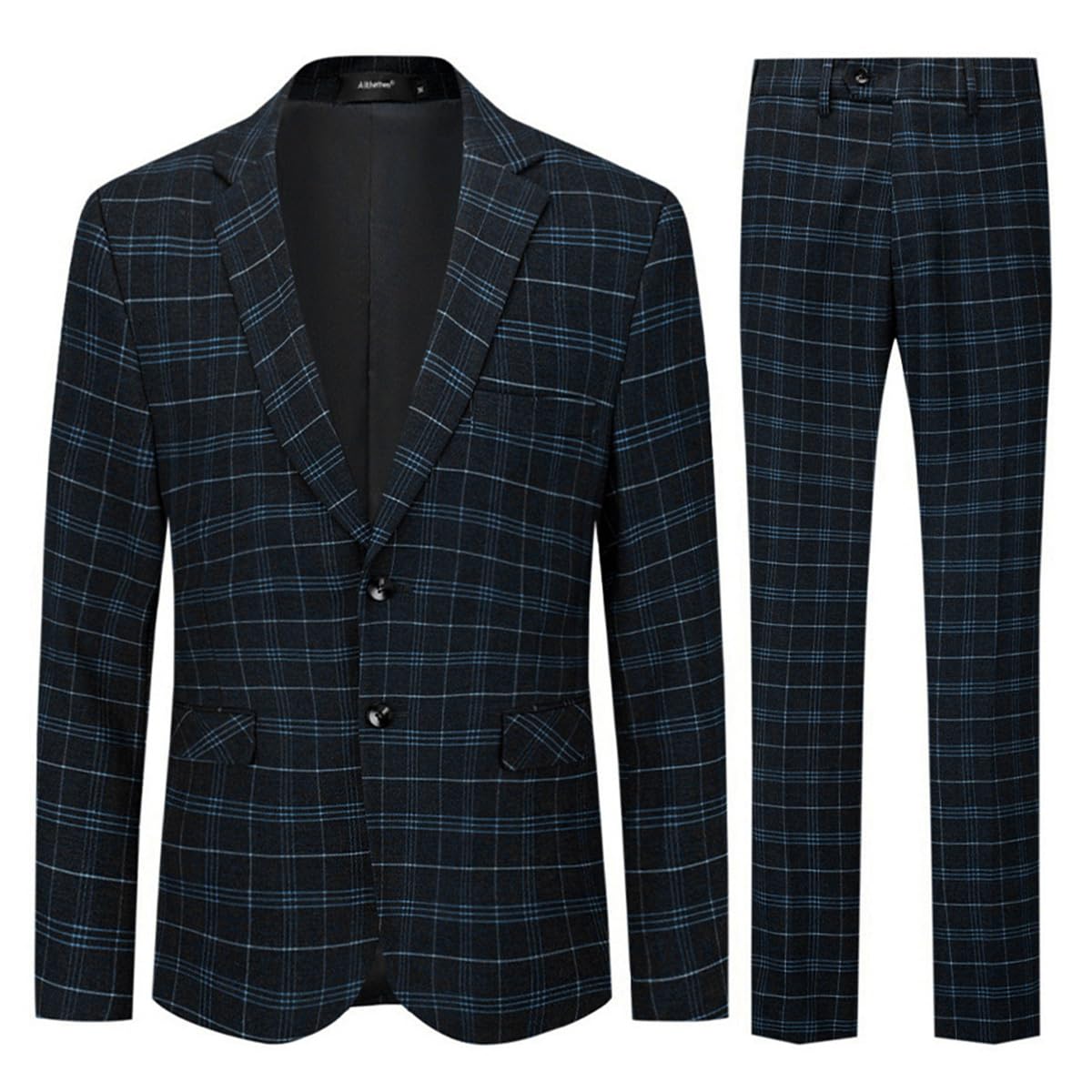 Allthemen Abito da Uomo 2 Pezzi Slim Fit Smoking Scozzese Completo Casual con 2 Bottoni Matrimonio d'Affari
