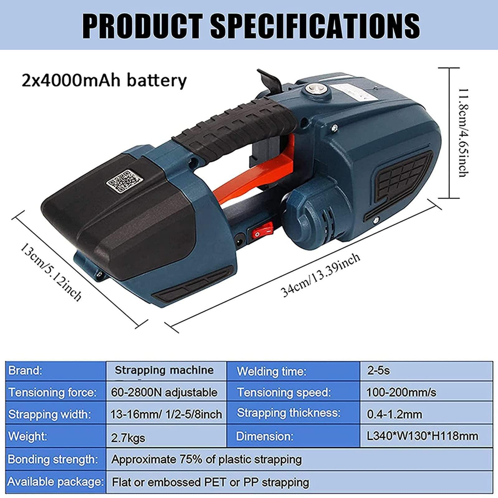 Reggiatrice elettrica portatile con 2 batterie da 4000 mAh